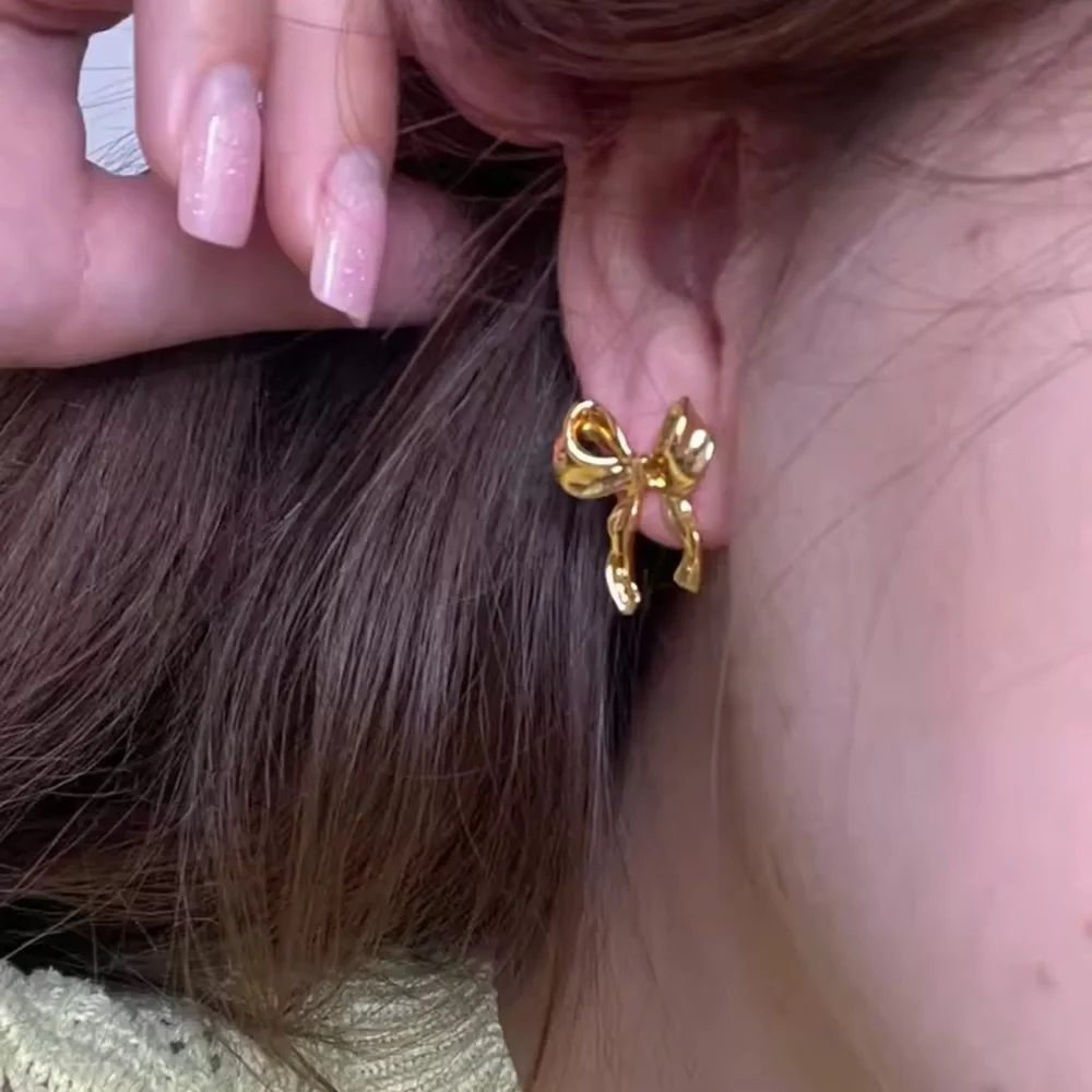 Elegant Silver Bow Earrings